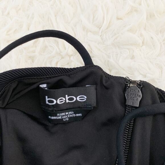 BEBE Black Sexy Cutout Flare Skater Halter Lined Dress size Large - Picture 11 of 13